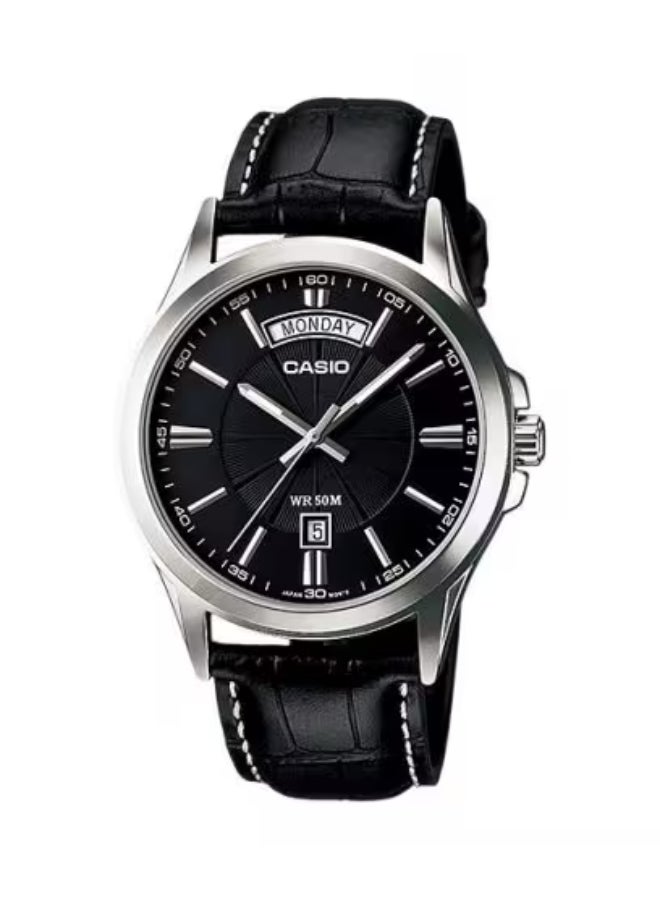 ساعة يد جلدية للرجال تناظرية -- - . مم