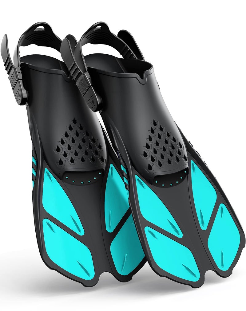 Greatever Snorkel Fins Adjustable Buckles Open Heel Swim Flippers Travel Size Short Swim Fins for Snorkeling Diving Swimming Adult Men Womens - Image 1