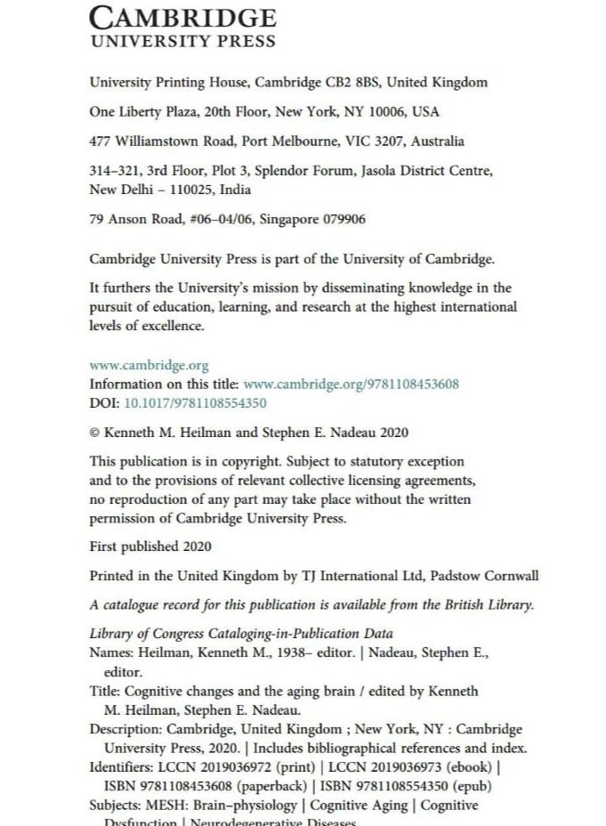 Cognitive Changes and the Aging Brain 1st Edition, Kindle Edition by Kenneth M. Heilman (Author, Editor), Stephen E. Nadeau (Editor) - Image 3