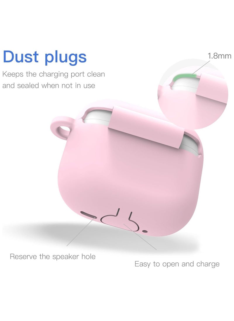 AirPods 4th Generation Case Silicone Cover 2024 Soft Silicone Shock-Absorbing for AirPods 4 Case with Keychain Pink