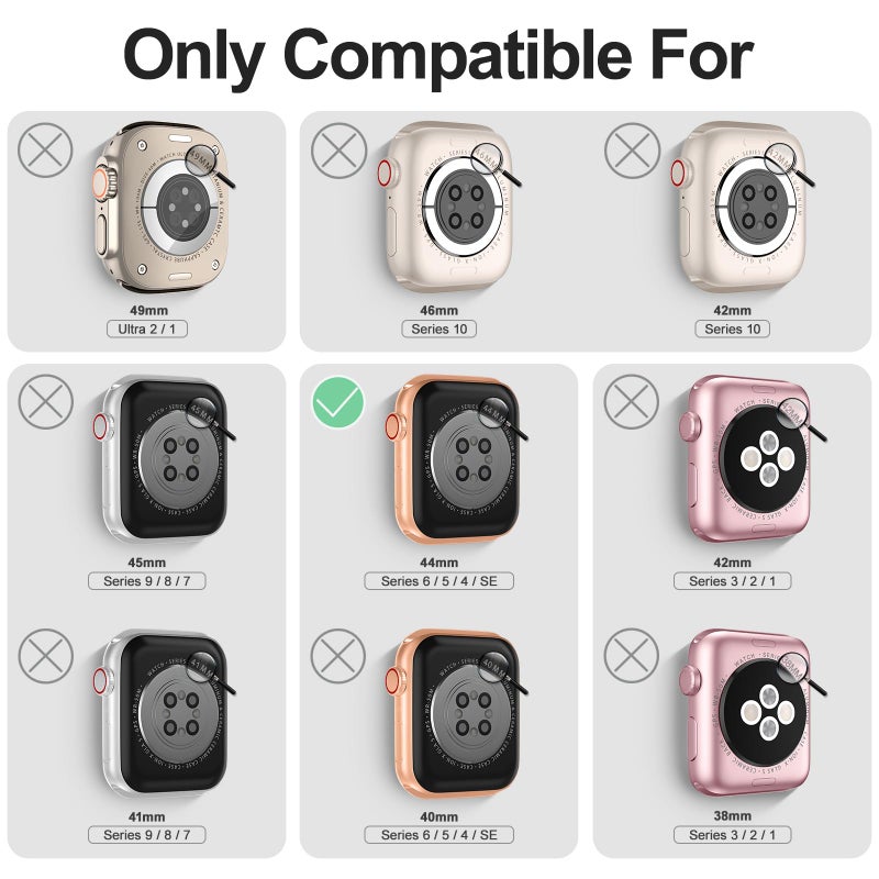 DABAOZA Compatible for Apple Watch Bands 44mm with Bumper, Bling Glitter Women Silicone Soft Comfortable Strap for iWatch SE Ultra 3 2 Series 11 10 9 8 7 6 5 4 3 2 1（Black Rosegold，44） - Image 2