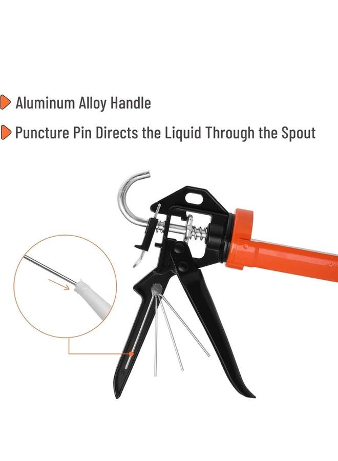 Orange Caulking Gun No Drip 12 1 Thrust Ratio Dripless Caulk Gun Manual Hand Operated Tool - Image 5
