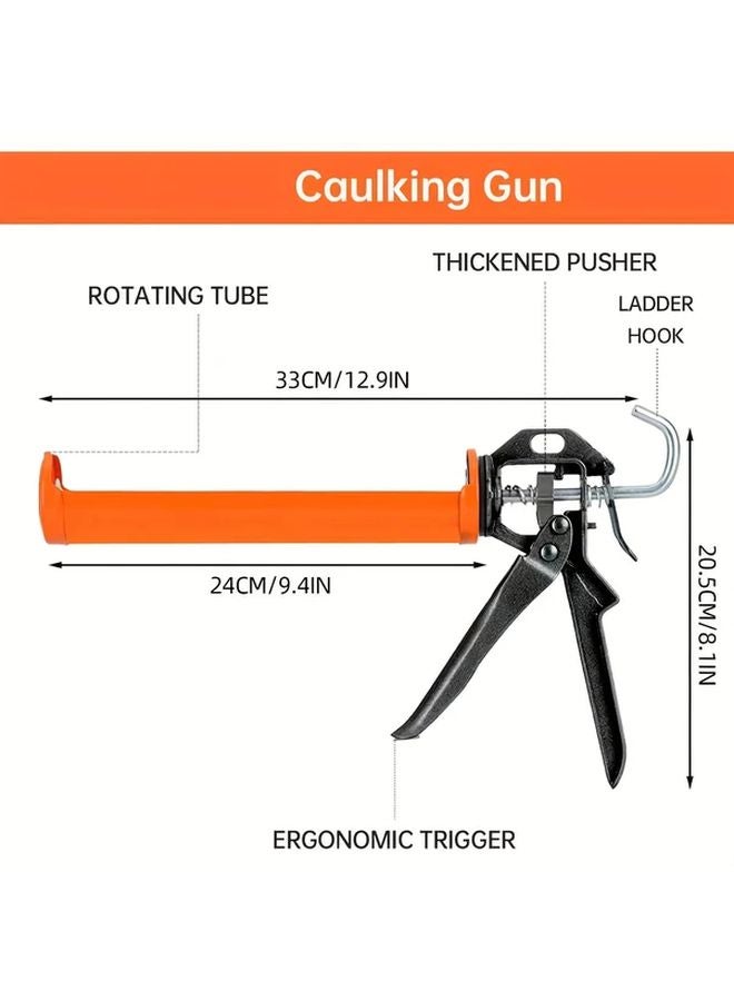 Orange Caulking Gun No Drip 12 1 Thrust Ratio Dripless Caulk Gun Manual Hand Operated Tool - Image 4