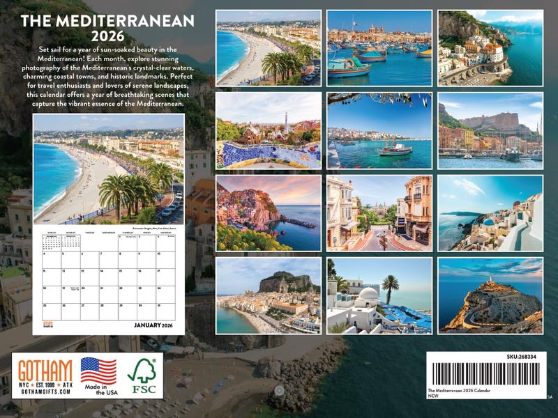Poster Foundry Mediterranean Calendar 2026 Monthly Wall Calender 12 Month | American Made In The USA - Image 2