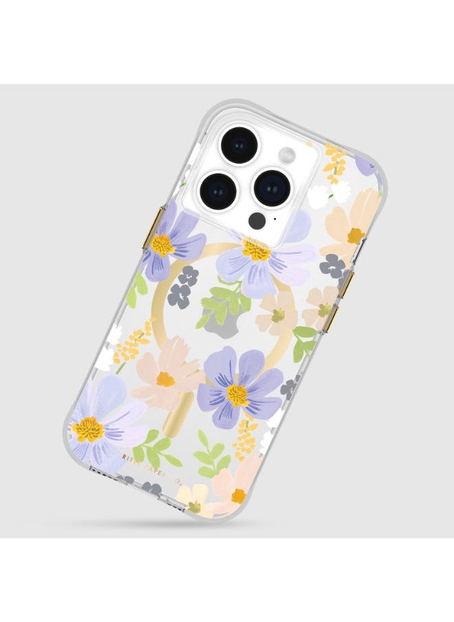 Rifle Paper Co. - Rifle Paper - iPhone 15 Pro - Polycarbonate - Printed in full color and foil stamped - Imported - Pastel Marguerite with Magsafe - Image 1