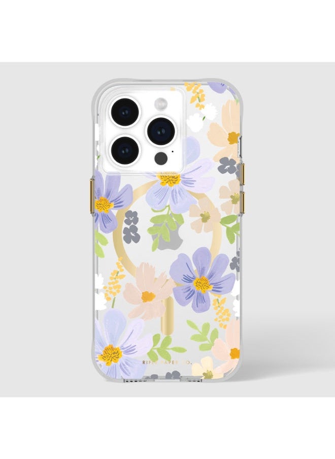 Rifle Paper Co. - Rifle Paper - iPhone 15 Pro - Polycarbonate - Printed in full color and foil stamped - Imported - Pastel Marguerite with Magsafe - Image 1