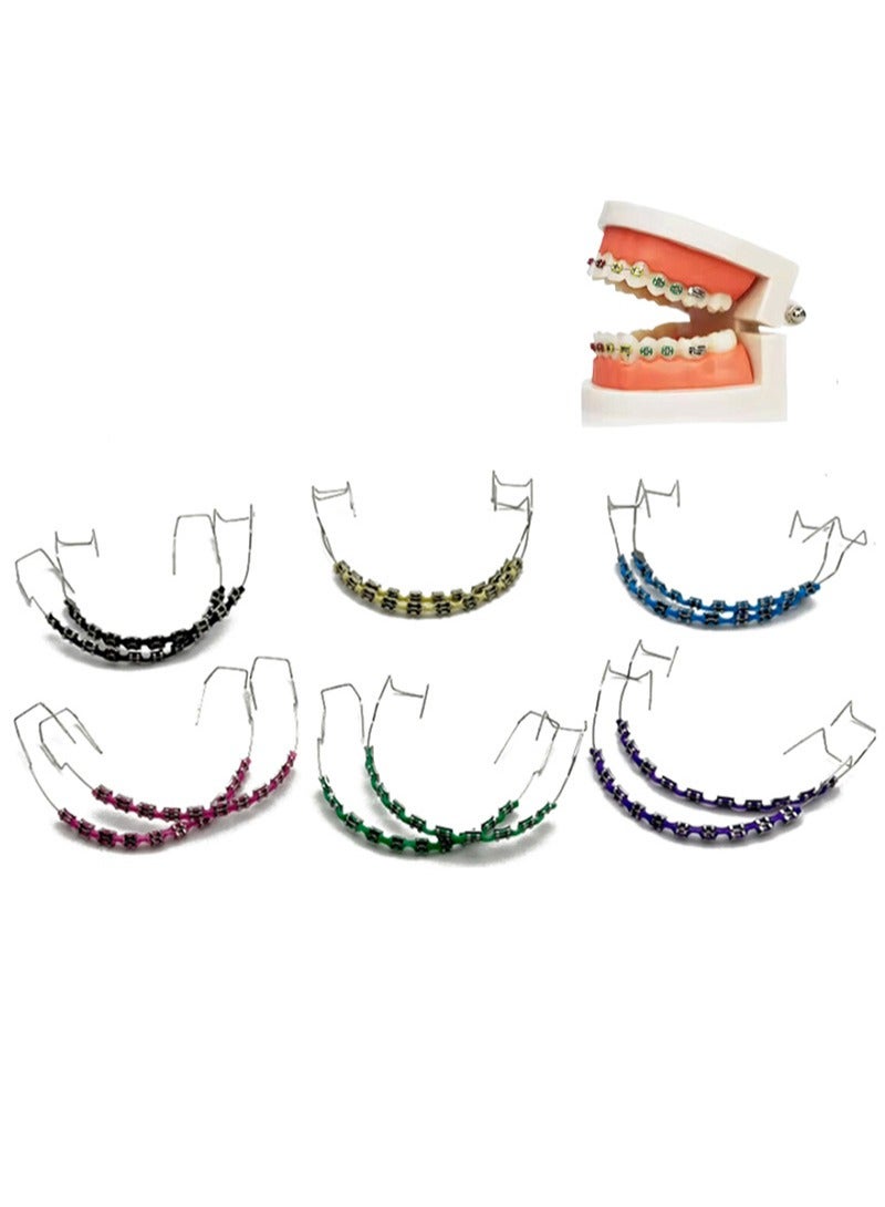 HaLunhi Temporary Tooth Decoration with Metal Wires，Metal Bracket and Orthodontic Ligature Ties，Props for Dental Students to Practice（Pink）  - Image 2