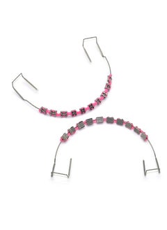 HaLunhi Temporary Tooth Decoration with Metal Wires，Metal Bracket and Orthodontic Ligature Ties，Props for Dental Students to Practice（Pink）  - Image 1