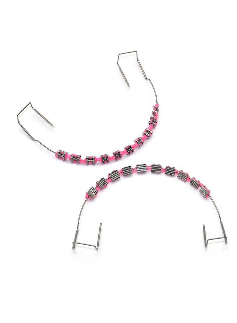 HaLunhi Temporary Tooth Decoration with Metal Wires，Metal Bracket and Orthodontic Ligature Ties，Props for Dental Students to Practice（Pink）  - Image 1