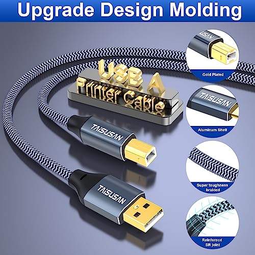 TAISUSAN USB Printer Cable 30ft, Type A to B, High Speed Cord Compatible for Keyboard, MacBook, Printers and Scanners - Gray - Image 5