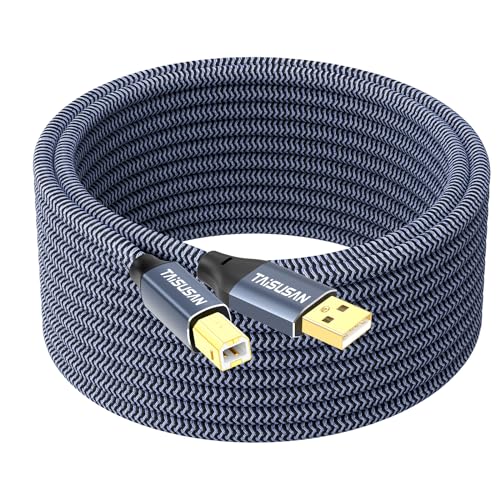 TAISUSAN USB Printer Cable 30ft, Type A to B, High Speed Cord Compatible for Keyboard, MacBook, Printers and Scanners - Gray - Image 1