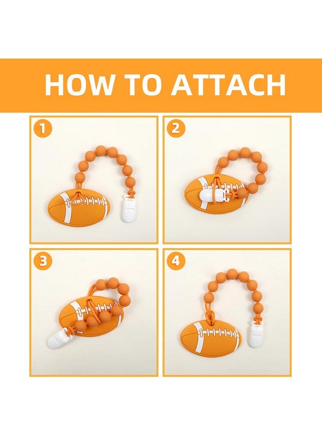 AmazingM Baby Food Grade Silicone Sport Ball Teether Toy with One Piece Design Pacifier Clip Holder,Teething Pain Relief Toys Gift Set for 3 Months+ Boys and Girls,Freezer Safe,BPA Free. (American Football) - Image 4