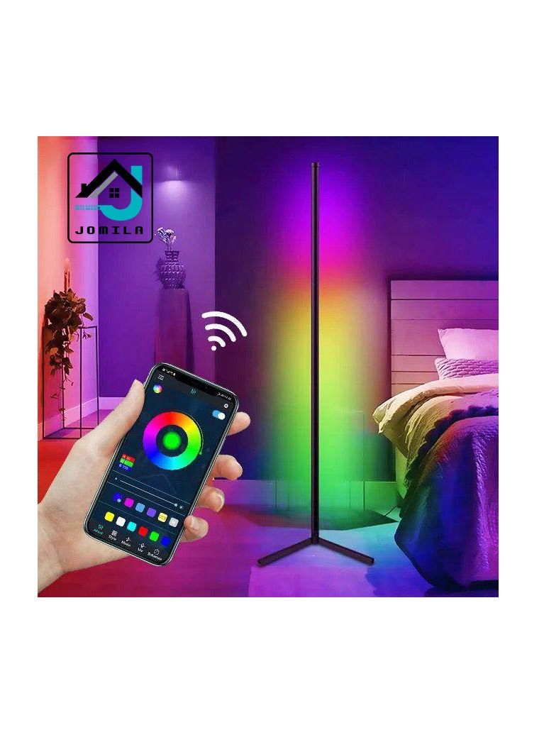 جوميلا مصباح أرضي للزاوية ، مصباح أرضي متغير اللون RGB ، مصباح أرضي LED مع التحكم عن بعد والتطبيق ، إضاءة مزاجية بسيطة قابلة للتعتيم ، توقيت مزامنة الموسيقى ، أوضاع الإضاءة المتعددة لغرفة النوم وغرفة المعيشة - Image 5