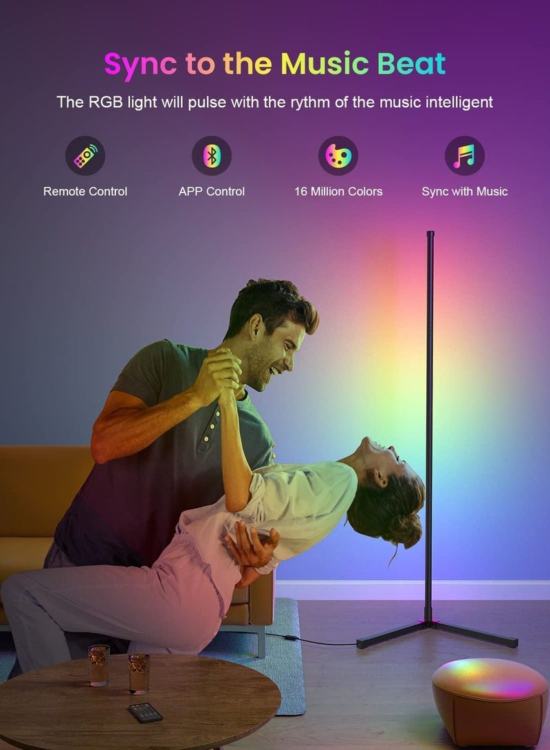 جوميلا مصباح أرضي للزاوية ، مصباح أرضي متغير اللون RGB ، مصباح أرضي LED مع التحكم عن بعد والتطبيق ، إضاءة مزاجية بسيطة قابلة للتعتيم ، توقيت مزامنة الموسيقى ، أوضاع الإضاءة المتعددة لغرفة النوم وغرفة المعيشة - Image 3