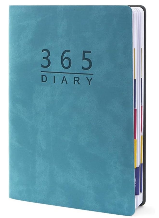 MAOGEDA Apol 2025 Daily Planner,A5 Daily Journal Notebook Soft Leather Cover Calendar Diary Book with Tabs for 365 Days Plan Appointment Book Schedule Business Agenda Scrapbook,Jan 2025 - Dec 2025 (Blue)  - Image 1