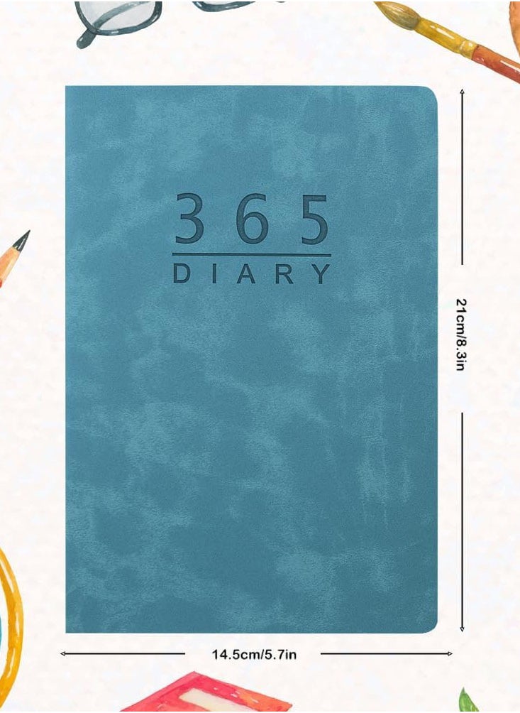 MAOGEDA Apol 2025 Daily Planner,A5 Daily Journal Notebook Soft Leather Cover Calendar Diary Book with Tabs for 365 Days Plan Appointment Book Schedule Business Agenda Scrapbook,Jan 2025 - Dec 2025 (Blue)  - Image 2