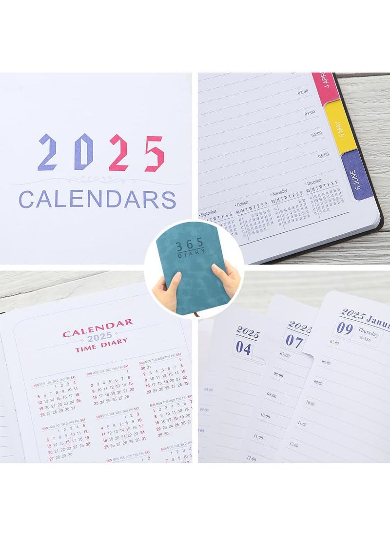 MAOGEDA Apol 2025 Daily Planner,A5 Daily Journal Notebook Soft Leather Cover Calendar Diary Book with Tabs for 365 Days Plan Appointment Book Schedule Business Agenda Scrapbook,Jan 2025 - Dec 2025 (Blue)  - Image 3
