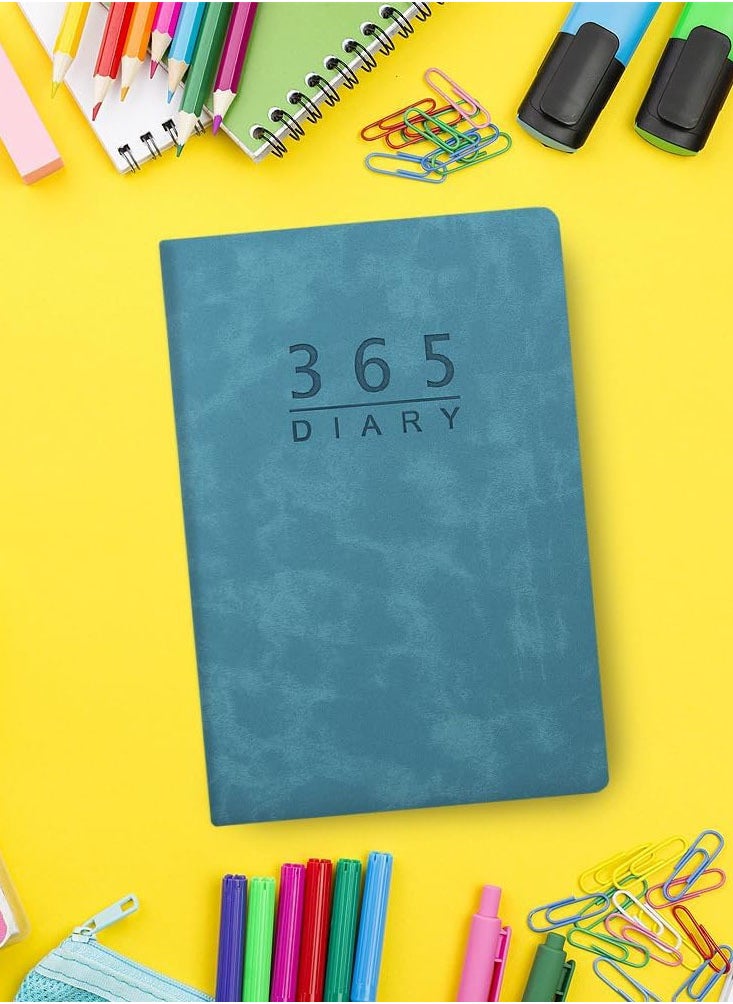 MAOGEDA Apol 2025 Daily Planner,A5 Daily Journal Notebook Soft Leather Cover Calendar Diary Book with Tabs for 365 Days Plan Appointment Book Schedule Business Agenda Scrapbook,Jan 2025 - Dec 2025 (Blue)  - Image 5