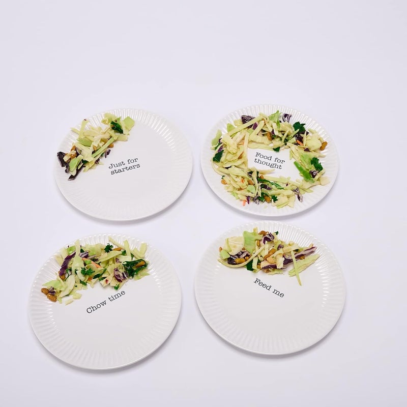 Mud Pie Circa Melamine Salad Plate White Chow Time 75 dia - Image 2