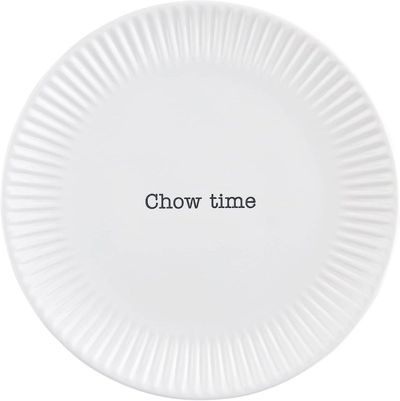 Mud Pie Circa Melamine Salad Plate White Chow Time 75 dia - Image 1