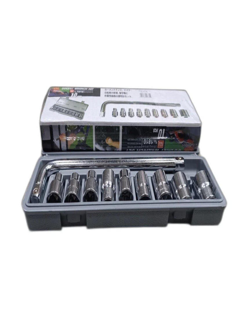 Half-inch drive socket set, 10 pieces, plastic box - Image 1