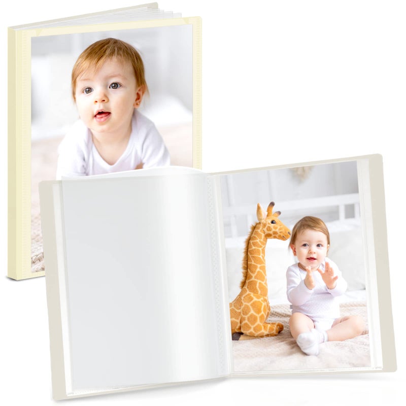 CRANBURY Small Photo Album 5x7 (Ivory) - 2-Pack Plastic Photo Book  Each Shows 48 Pictures  Mini Picture Binder with Customizable Album Cover  Baby Photo Albums with 5 x 7 Photo Sleeves - Image 1
