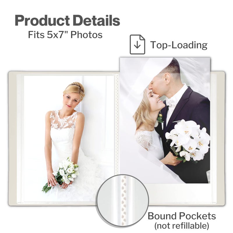CRANBURY Small Photo Album 5x7 (Ivory) - 2-Pack Plastic Photo Book  Each Shows 48 Pictures  Mini Picture Binder with Customizable Album Cover  Baby Photo Albums with 5 x 7 Photo Sleeves - Image 3
