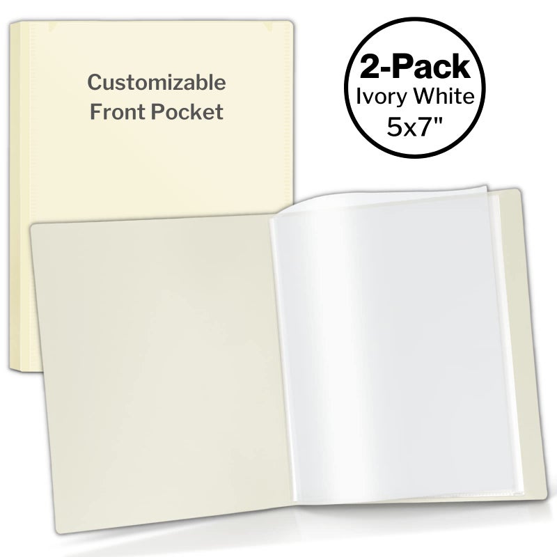 CRANBURY Small Photo Album 5x7 (Ivory) - 2-Pack Plastic Photo Book  Each Shows 48 Pictures  Mini Picture Binder with Customizable Album Cover  Baby Photo Albums with 5 x 7 Photo Sleeves - Image 5