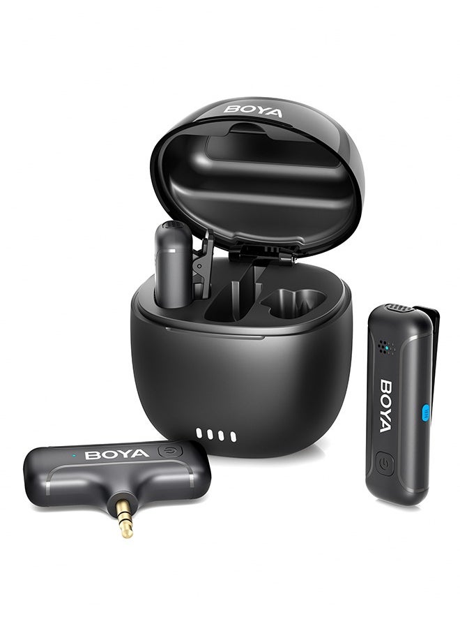 BOYA - BOYA BY-WM3T-M2 Wireless Lavalier Microphone for 3.5mm TRS Smartphone Camera, 2-in-1 Plug-Play Mic with Charging Case for Video Recording Interview Youtubers Vloggers, 100M Transmission Range - Image 1