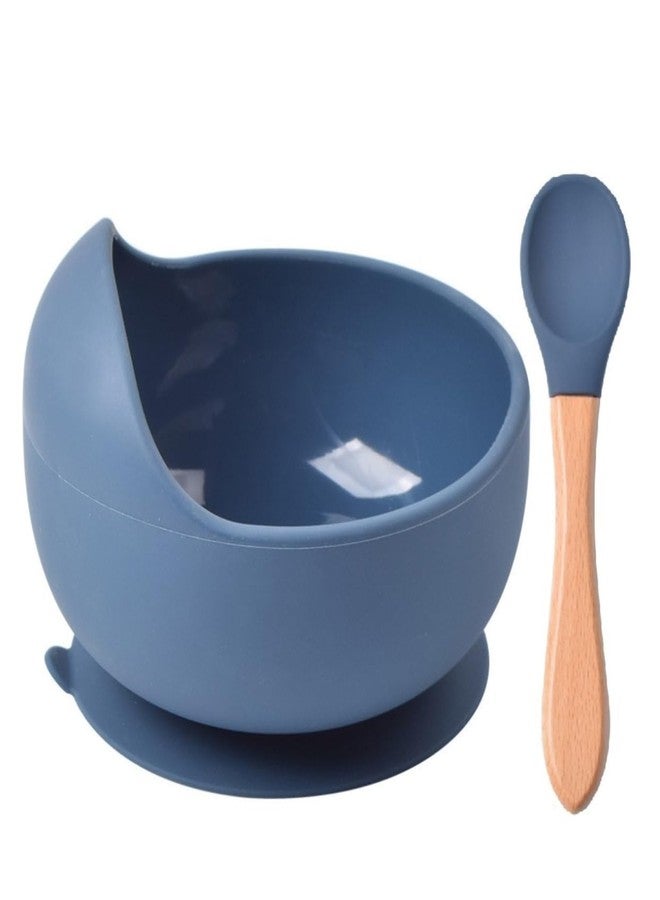 FLAVION Stay Put Suction Bowls for Baby Kid,Food Grade Bowl and Spoon Set for Baby Led Weaning,Toddler Dishes & Utensils for Babies Self Feeding, Baby Feeding Set (Dark Blue, Pack of 1) - Image 3