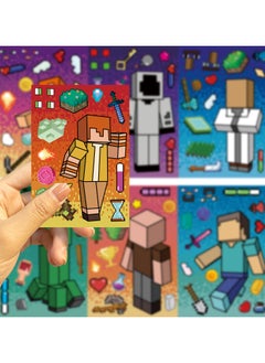 MINECRAFT 8 Sheets/Set MC Cartoon Block World Stickers Waterproof Make a Face Puzzle Stickers DIY Craft for Kids  - Image 4