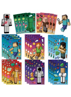 MINECRAFT 8 Sheets/Set MC Cartoon Block World Stickers Waterproof Make a Face Puzzle Stickers DIY Craft for Kids  - Image 1