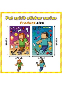 MINECRAFT 8 Sheets/Set MC Cartoon Block World Stickers Waterproof Make a Face Puzzle Stickers DIY Craft for Kids  - Image 2