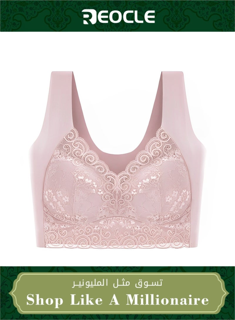 ريوكل حمالة صدر نسائية من الدانتيل، حمالة صدر مريحة بدون أسلاك، حمالة صدر لتغطية كاملة للظهر، حمالة صدر لدعم الوضعية - Image 1
