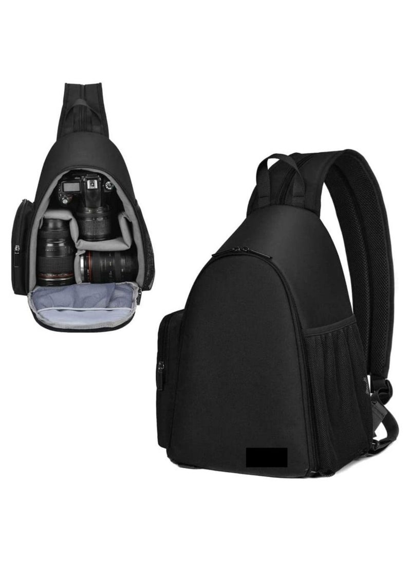 Camera Bag, Sling Camera Case Shoulder Backpack with Tripod Holder Compatible with Canon Nikon Sony Pentax DSLR SLR Mirrorless Cameras Black  - Image 1