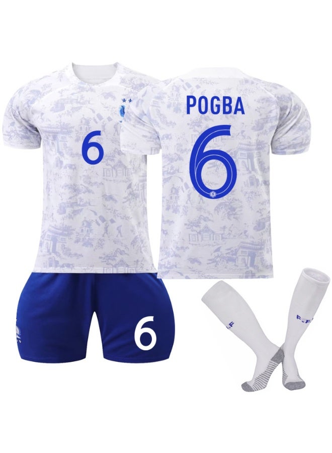 france 2022 World Cup France Away #6 POGBA 3Pcs Kit, Jersey + Shorts + Socks, Kids & Adult Sizes - Image 1