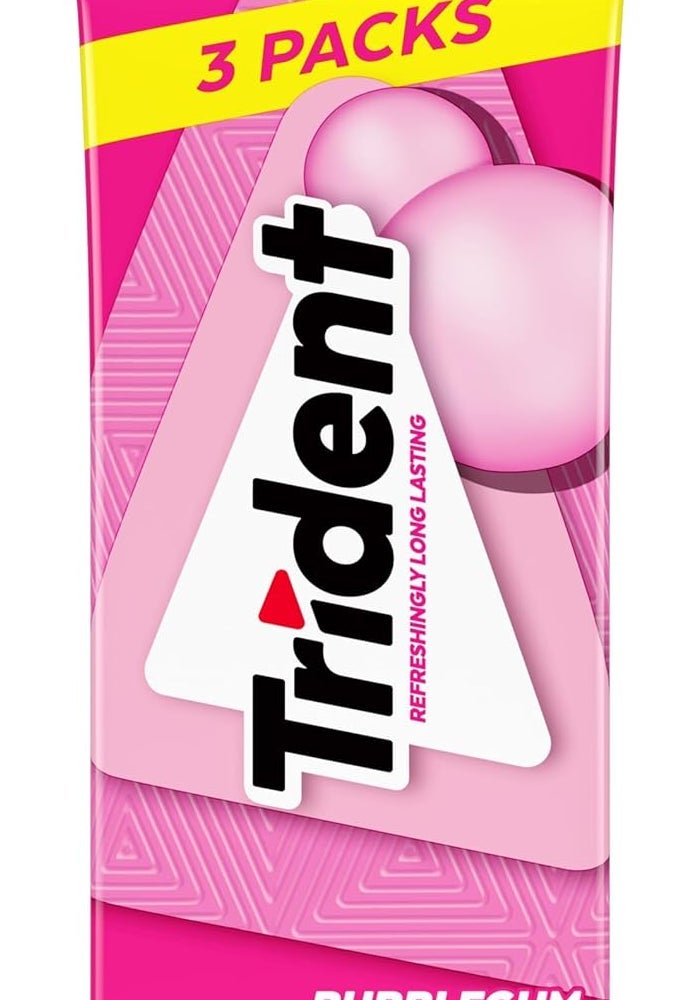 Trident Bubblegum Sugar Free Gum - 3 Packs of 14 Sticks (42 Total Pieces) - Image 2