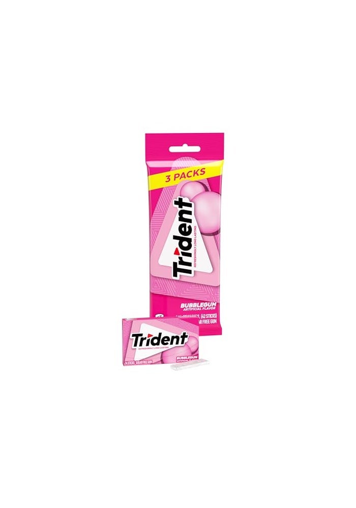 Trident علكة تريددنت بنكهة العلكة الخالية من السكر - 3 عبوات تحتوي على 14 قطعة (42 قطعة إجمالية) - Image 1