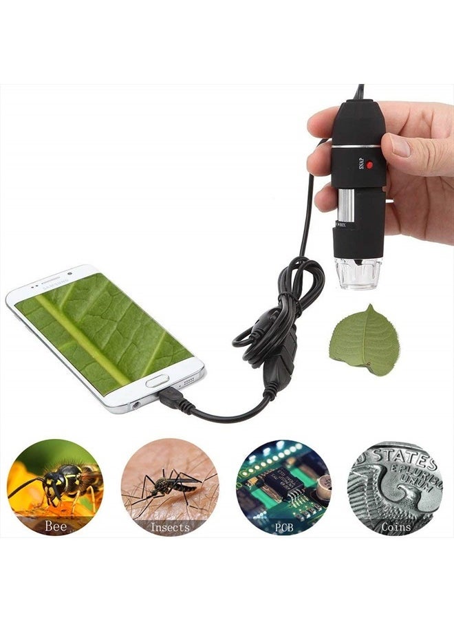 Jiusion Original 40-1000X USB Microscope with Portable Carrying Case, Digital Magnification Endoscope Camera 8 LEDs Metal Base for Micro USB USB-C Android, Windows Mac Linux Chrome  - Image 4