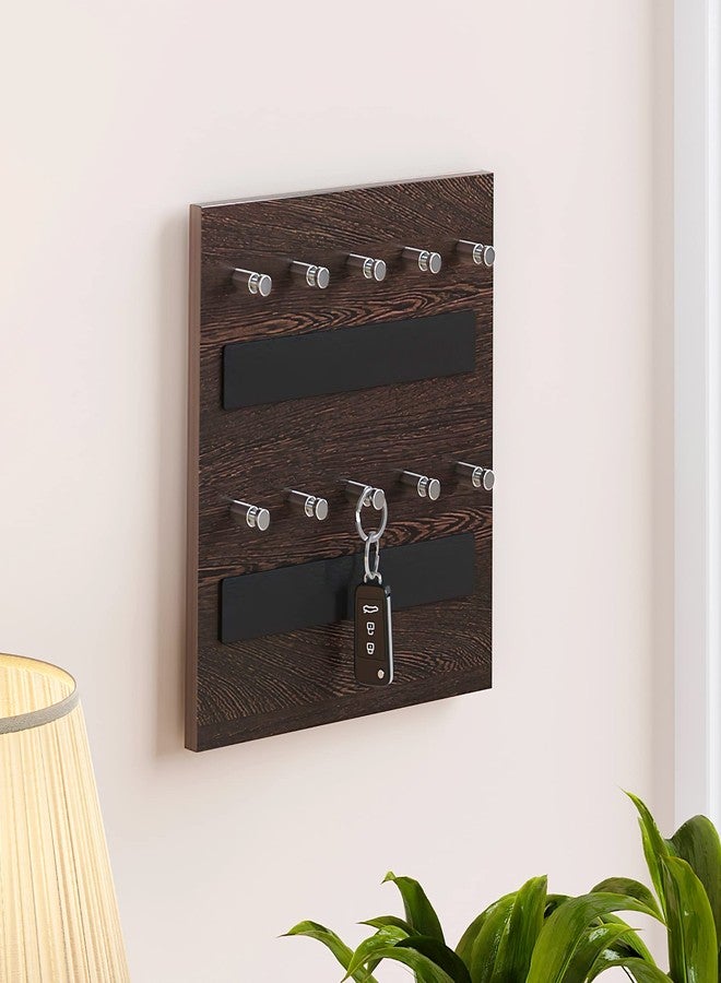 BLUEWUD Skywood Engineered Wood Wall Mounted Decor Key Holder Hanger with 10 Hooks for Living Room Home Furniture (Key Hooks- for 10 Keys) (Wenge) - Image 1