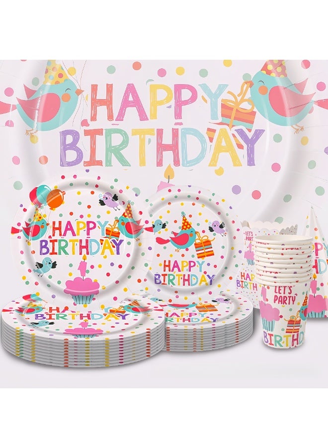 Balloon World 98 Piece Birthday Party Dinnerware Set, Disposable Tableware Set Including Paper Plates, Knives, Forks, Spoons,  Straws, Popcorn Boxes, Pennant, Invitation Cards, Blowing Dragon,  Paper Hats Birthday Party Supplies For 10 Guests - Image 4
