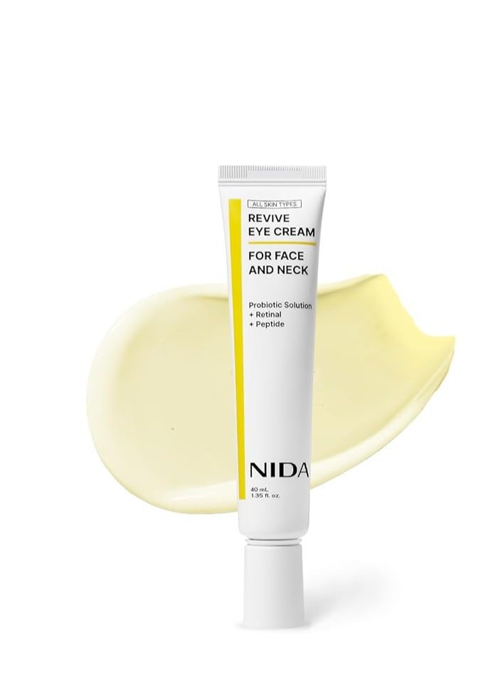 NIDA Revive Eye Cream For Face And Neck | Probiotic Solution, Retinal, Peptide | Wrinkles, Fine Lines, Cell Turnover, Firm Skin Texture, Radiant Skin, Moisture Retention | 1.35 fl. oz., 40ml - Image 1