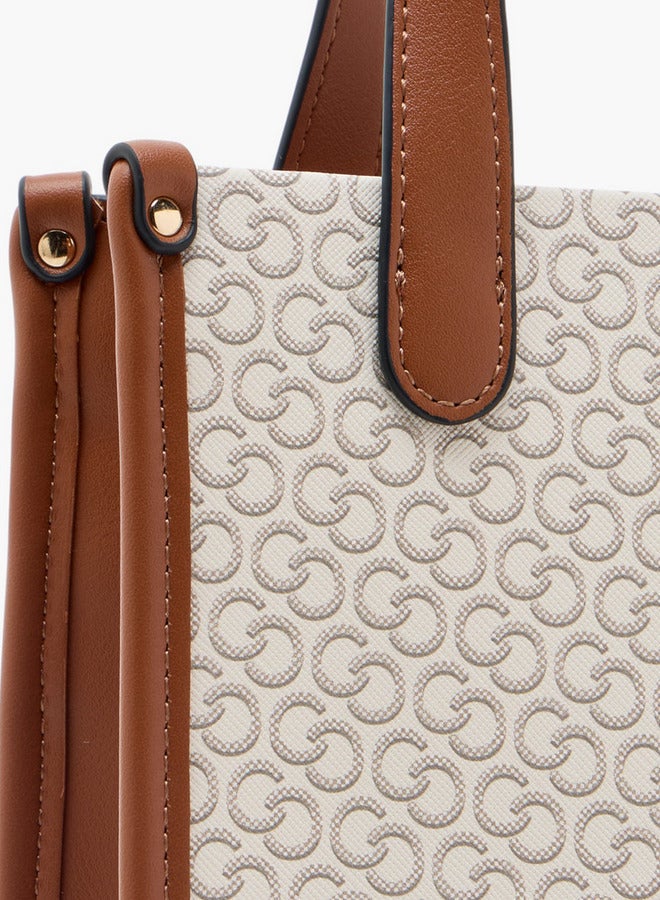 Celeste Women's Monogram Print Tote Bag with Double Handle and Zip Closure  - Image 5