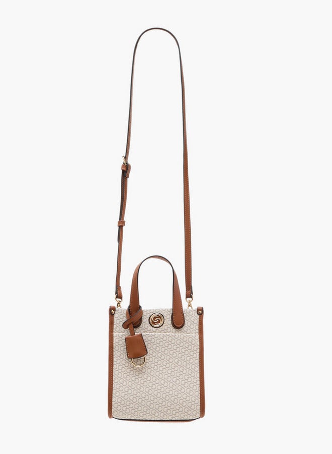 Celeste Women's Monogram Print Tote Bag with Double Handle and Zip Closure  - Image 2