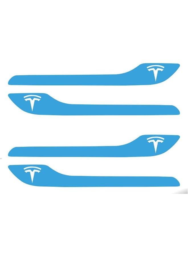 IPG for Tesla Model 3 / Model Y Door Handle Decal Sticker Wrap Kit (Set of 4) with Tesla Logo (Gloss Light Blue) - Image 1