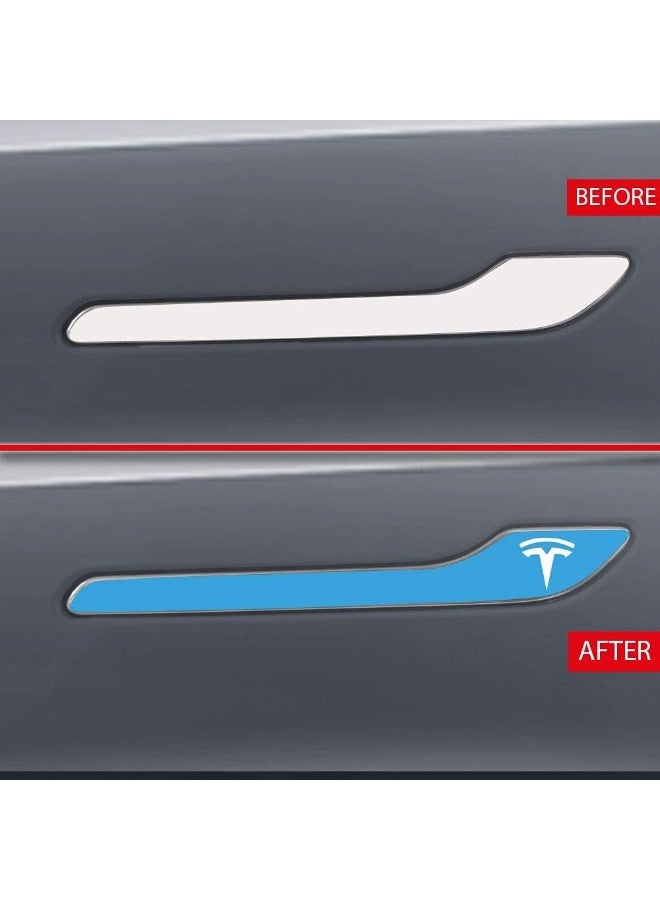 IPG for Tesla Model 3 / Model Y Door Handle Decal Sticker Wrap Kit (Set of 4) with Tesla Logo (Gloss Light Blue) - Image 4