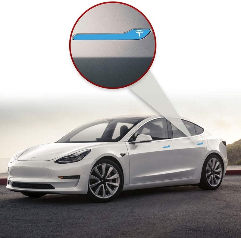 IPG for Tesla Model 3 / Model Y Door Handle Decal Sticker Wrap Kit (Set of 4) with Tesla Logo (Gloss Light Blue) - Image 5