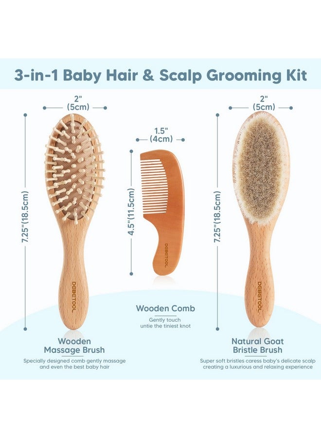 DEBETOOL Baby Hair Brush and Comb Set for Newborns & Toddlers - Wooden Baby Brush Set With Soft Goat Bristle and Toddler Comb, Ideal for Cradle Cap - Image 2