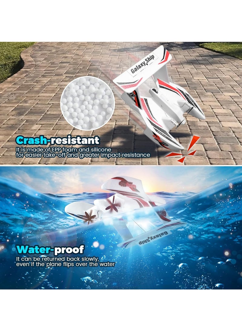 AROAQ - RC Plane for Water Land & Air, 3CH RC Airplane Remote Control Boat Amphibious Tri-Phibian Aircraft W/ 2 Batteries, 2.4GHz Seaplane Glider RC Floatplane for Boy Girl Adult - Image 1