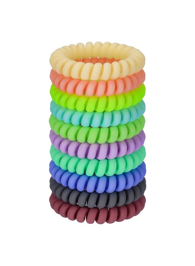 JessLab Spiral Hair Ties, 10 Pcs Traceless Phone Cord Hair Ties Plastic Coil Hair Ties Ponytail Holders No-Damage Hair Accessory for Girls Women Ladies, Color Assorted, Set 15  - Image 1